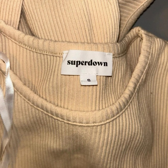 Superdown Cream Long Sleeve Dress with Tie Detail - Picture 6 of 8